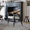 Flash Furniture Naomi Cane Rattan Dining and Accent Chair w/Solid Wood Frme, Gold Tipped Legs and Beige Padded Seat SK-220901-NATBLK-GG - alternate 1